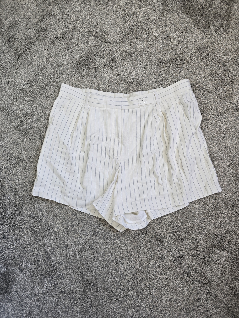 Abercrombie & Fitch White Shorts with Thin Blue Pinstripes